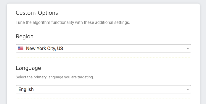 Fill in GEO and target language