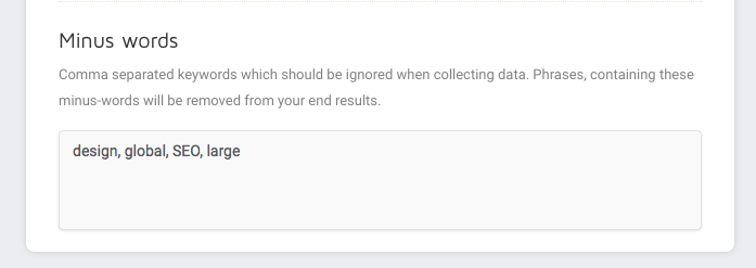 Keyword research minus words