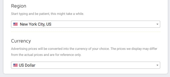 Keyword price and volume options