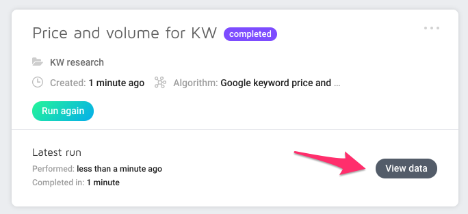 View keyword volume data