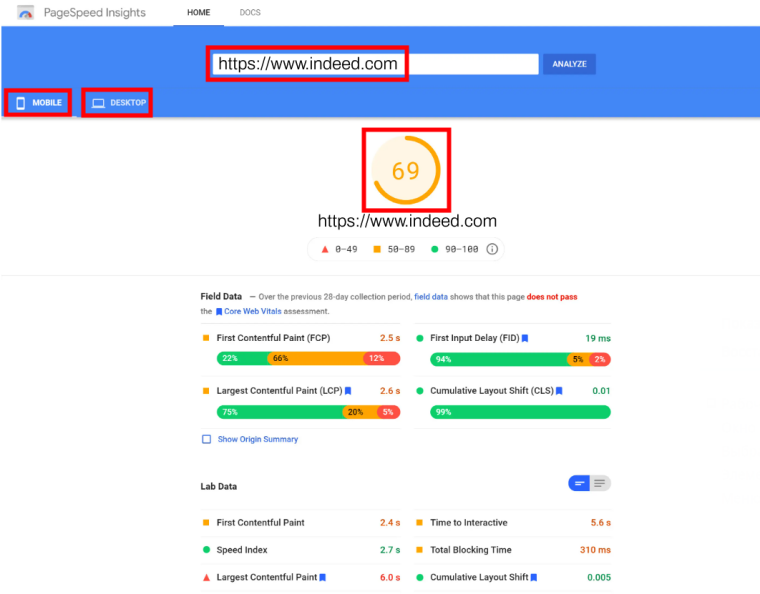 bulk pagespeed checker